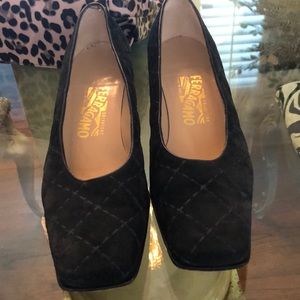 Ferragamo dark blue made in Italy!.Easy 2” heel!